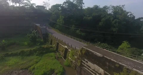 Kalikuning bridge under merapi mountain Stock Footage 237095489