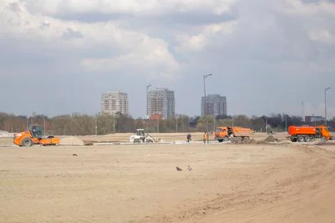 Kaliningrad 2018 construction equipment is on the construction site Stock Photos