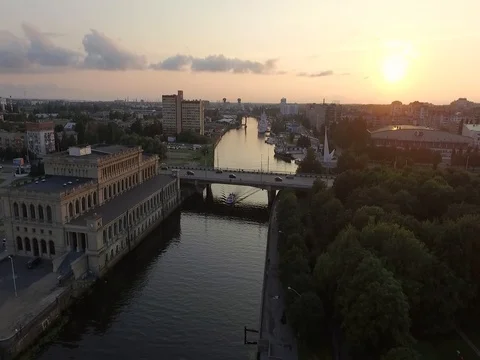 Kaliningrad aerial evening Stock Footage 84968186