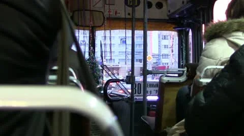 Kaliningrad inside a bus Stock Footage 22239277