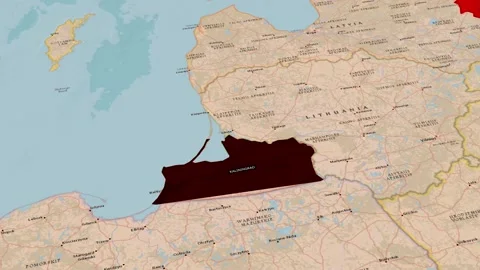 Kaliningrad Region Map Russian Exclave Baltic Sea Animation Stock Footage 344815540