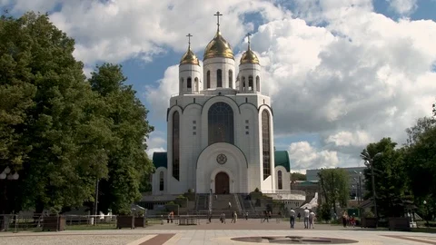 Kaliningrad. Square in front of cathedral of Christ Savior. Stock Footage 112089587