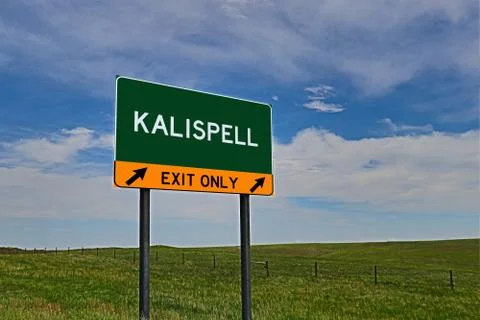 KALISPELL US Highway Exit Only Sign Stock Photos