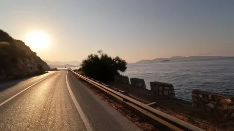 Kalkan to Kas road, Turkey - August 27, 2026 Coastal highway at sunrise Stock Footage 344925226