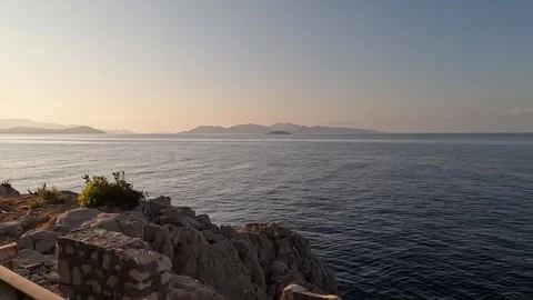 Kalkan to Kas road, Turkey - August 27, 2026 Sea view at sunrise Stock Footage 344925406