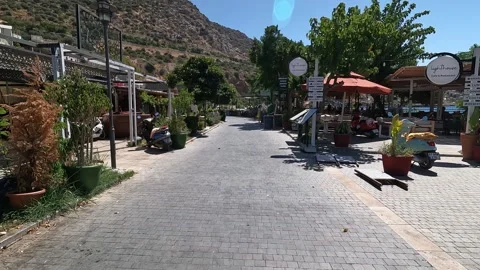 Kalkan, Turkey - August 29, 2026 Cobblestone street in resort town Stock Footage 344880357