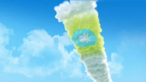 Kalmykia Flag 3D Render Animation Created with Colored Smoke Trails by Aircr 스톡 동영상 332307848