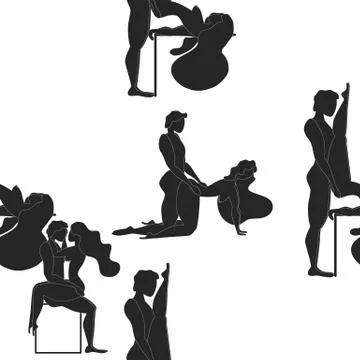 Kama Sutra, seamless pattern, design, poster, fabric. Kamasutra, sketchy pose Illustration