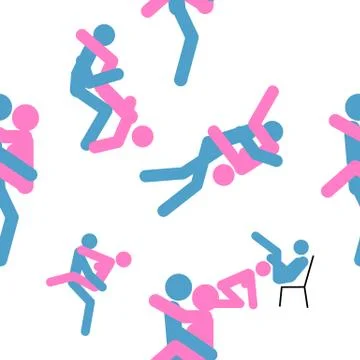 Kama Sutra, seamless pattern, design, poster, fabric. Kamasutra, sketchy pose Stock Illustration
