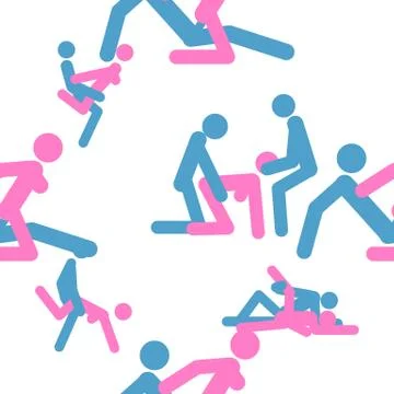 Kama Sutra, seamless pattern, design, poster, fabric. Kamasutra, sketchy pose Stock Illustration