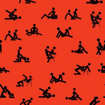 Kama Sutra seamless pattern design poster fabric. Kamasutra sketchy poses for Stock Illustration