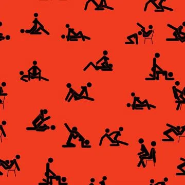 Kama Sutra seamless pattern design poster fabric. Kamasutra sketchy poses for Stock Illustration