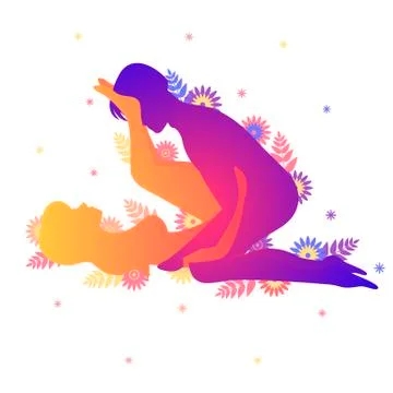 Kama sutra sexual pose The Rock 'n' Roller on white background Stock Illustration