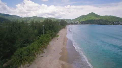 Kamala Beach Phuket Drone Flyover Stock Footage 65443569