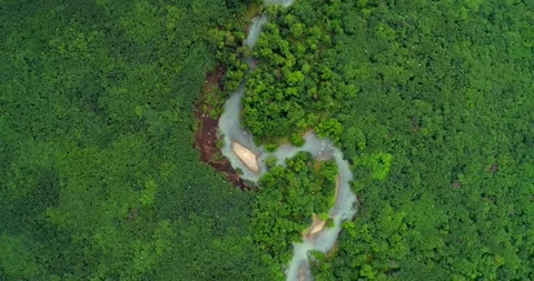 Kamchatka Peninsula dense green forest and nature, Aerial view Stockbeeldmateriaal 290161536