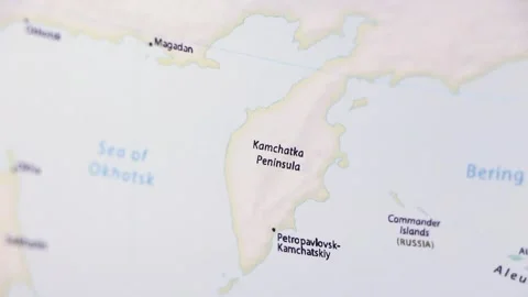 Kamchatka Peninsula on a Map Stock Footage 99250507