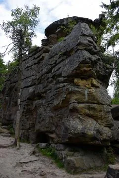 The Kamenny Gorod tract Devil`s ancient settlement in the foothills of the We Stock Photos