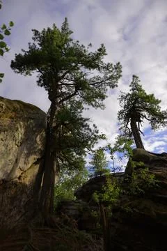 The Kamenny Gorod tract Devil`s ancient settlement in the foothills of the We Stock Photos