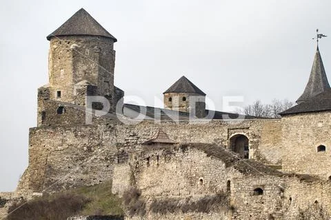 Kamianets Podilskyi fortress built in the 14th century. View of the fortress Stock Photos
