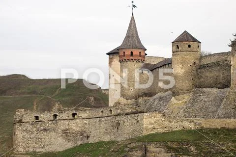 Kamianets Podilskyi fortress built in the 14th century. View of the fortress Stock Photos