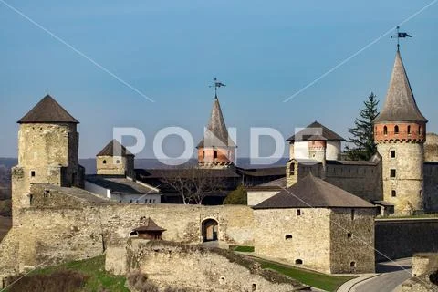 Kamianets Podilskyi fortress built in the 14th century. View of the fortress Stock Photos