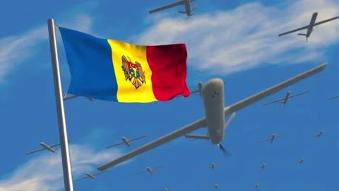 Kamikaze drones with Moldovan flag Stock Footage 171729326