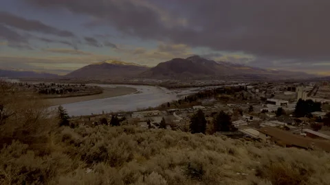 Kamloops, B.C. at sunset in winter 4k Stock Footage 230196716