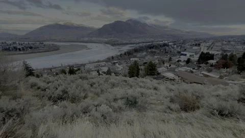Kamloops looking northeast on grey winter day, 4k Stock Footage 230196711