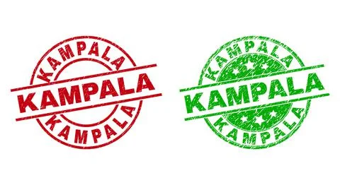 KAMPALA Round Stamps with Scratched Surface Stock Illustration