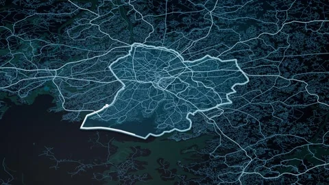 Kampala Uganda Glowing Digital Map Animation 4K Video stock 337768078