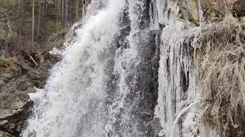 Kamyshlinsky Waterfall in Altai Stock Footage 304979246