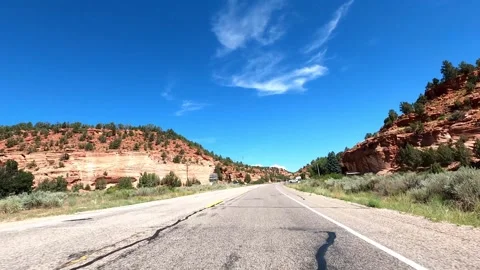 Kanab, Utah August 16 2023 Utah Driving 11121 Kanab Coral Pink Sand Dunes Stock Footage 339064758