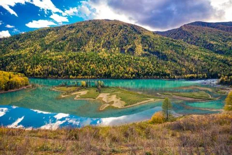 Kanas riverside autumn scenery Stock Photos