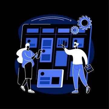 Kanban board abstract concept vector illustration. Illustrazione stock