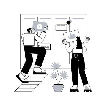 Kanban board abstract concept vector illustration. Illustrazione stock