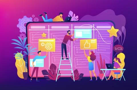 Kanban board concept vector illustration. Illustrazione stock