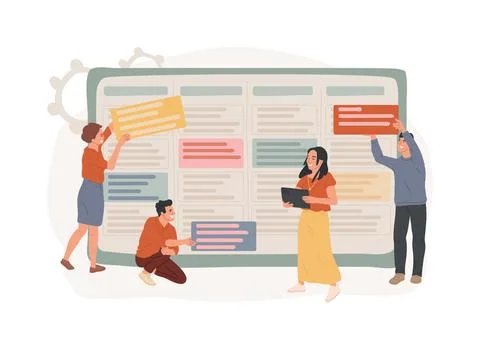 Kanban board isolated concept vector illustration. Stock Illustration