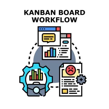 Kanban board workflow managing project development Stock Illustration