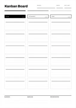 Kanban board workflow planning template Stock Illustration