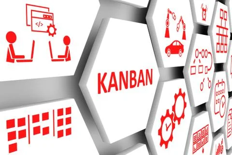 KANBAN concept cell background 3d illustration Stock Illustration
