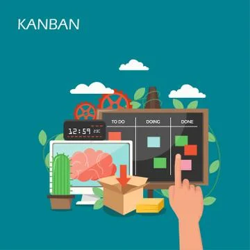 Kanban concept vector flat style design illustration Stock Illustration
