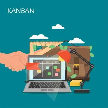 Kanban concept vector flat style design illustration Illustrazione stock