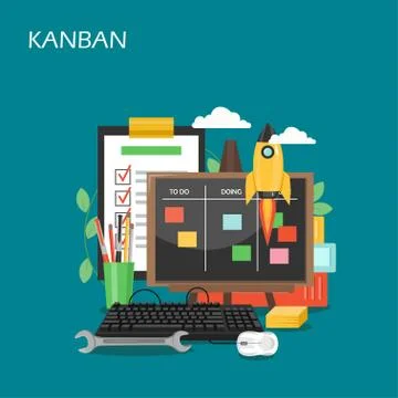 Kanban concept vector flat style design illustration イラスト素材