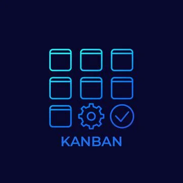 Kanban method line vector icon Illustrazione stock