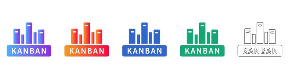 Kanban Methodology Progress Bar Icon Set Stock Illustration