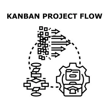 Kanban project flow implementing agile methodology concept Stock Illustration
