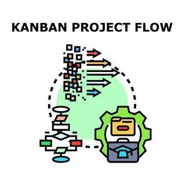 Kanban project flow implementing agile methodology concept Stock Illustration