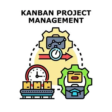 Kanban project management system developing workflow process Illustration