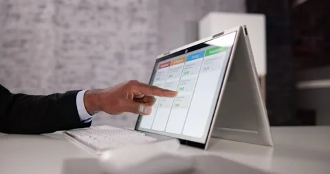 Kanban Project Schedule Management Software App Stock Footage 230064126