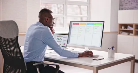 Kanban Project Schedule Management Software App Stock Footage 235929231